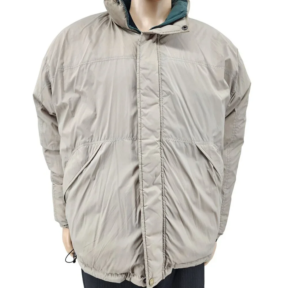 Cabelas XL Reg Reversible Premier Northern Goose Down Puffer Jacket Green & Beig - Picture 2 of 11